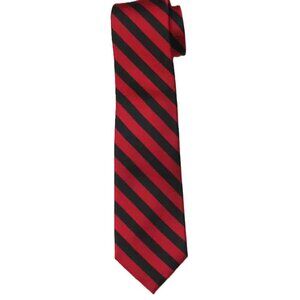 Saddlebred Repp Stripe Tie Red Black Silk Blend Men's Necktie 60.75"